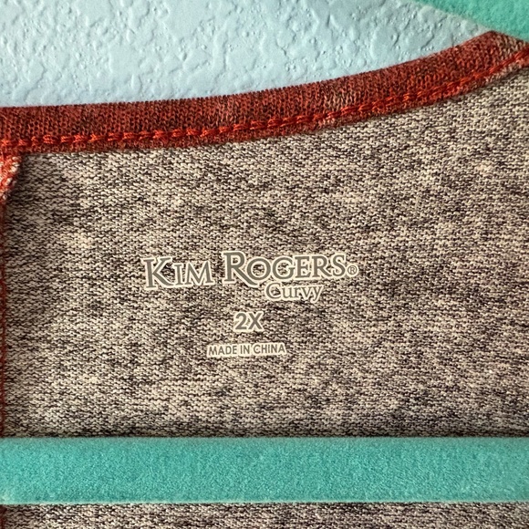 Kim Rogers Curvy Women's Animal print Orange Grey Ombré Knit Top, Plus Size 2X - Picture 6 of 9